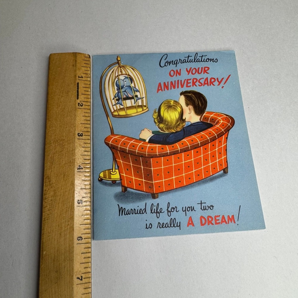 Vintage Peaches and Cream Pop Up Anniversary Card Mid Century Unused Made in USA